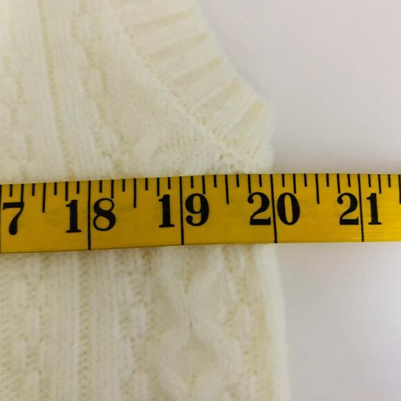 LOFT Sweater Vest Cable Knit Oversized V-Neck Whisper White Preppy Academia - Picture 13 of 14